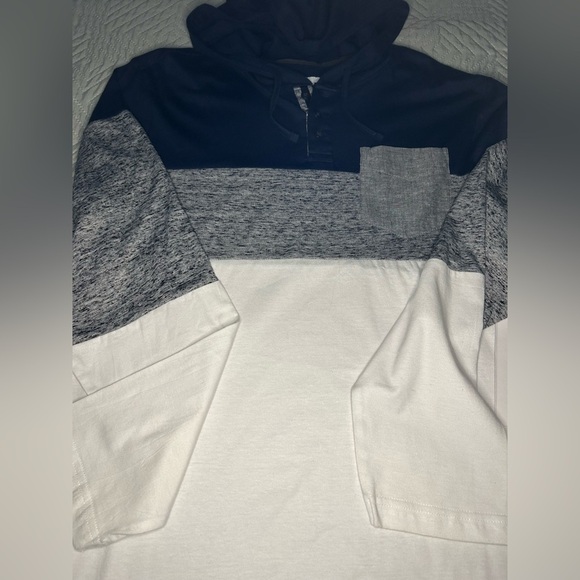 Paperdenim&cloth Men’s Colorblock Hoodie NWT Navy Gray White Size M - Picture 4 of 11